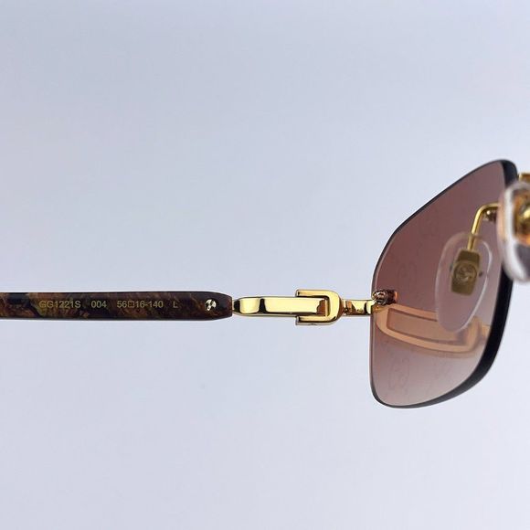 Gucci GG1221S 004 BRAND NEW Sunglasses Gold Yellow Red Mirrored Square Unisex - Picture 11 of 14